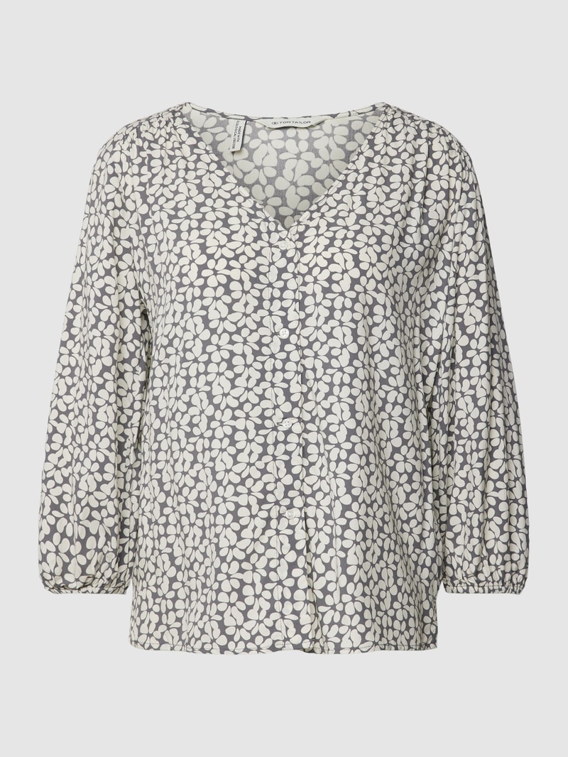 Bluse mit Allover-Muster in hellgrau