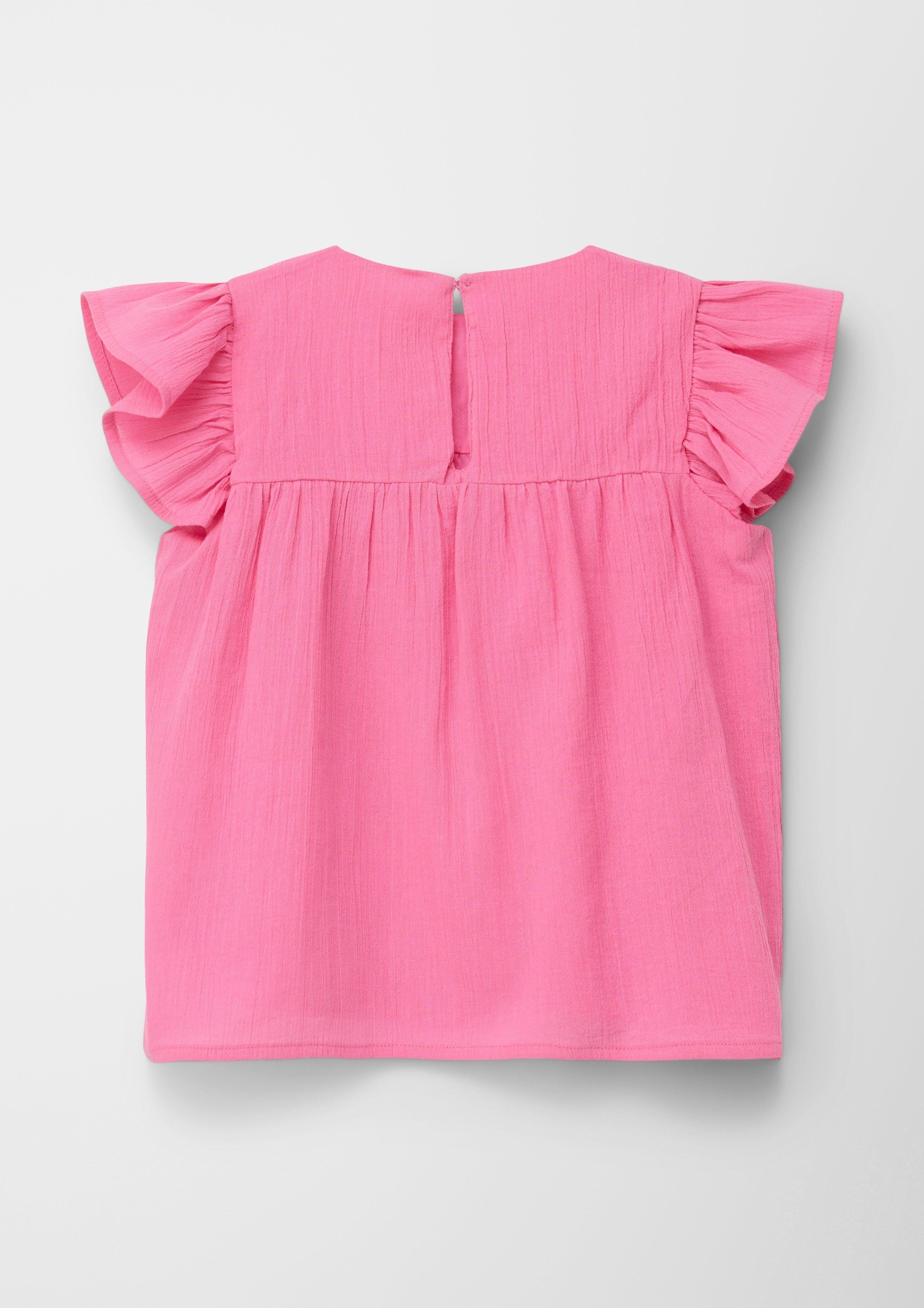 s.Oliver Kurzarmbluse Bluse mit Webmuster Raffung