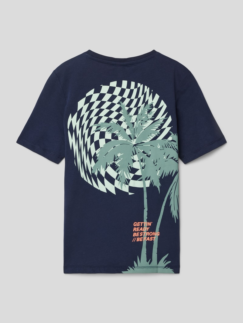 T-Shirt mit Motiv-Print in marineblau