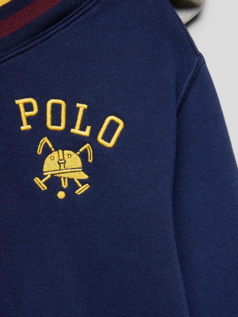 Hoodie mit Logo-Stitching in marineblau