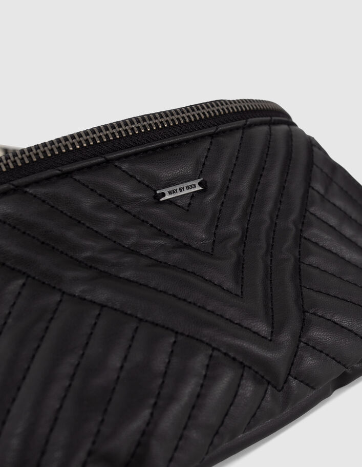 Sac banane noire matelassée bandoulière léopard fille