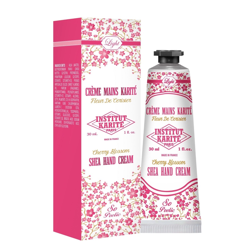 Institut Karité Paris Crème Mains Karité Légère Fleur de Cerisier 30 mL avec étui Crèmes Mains