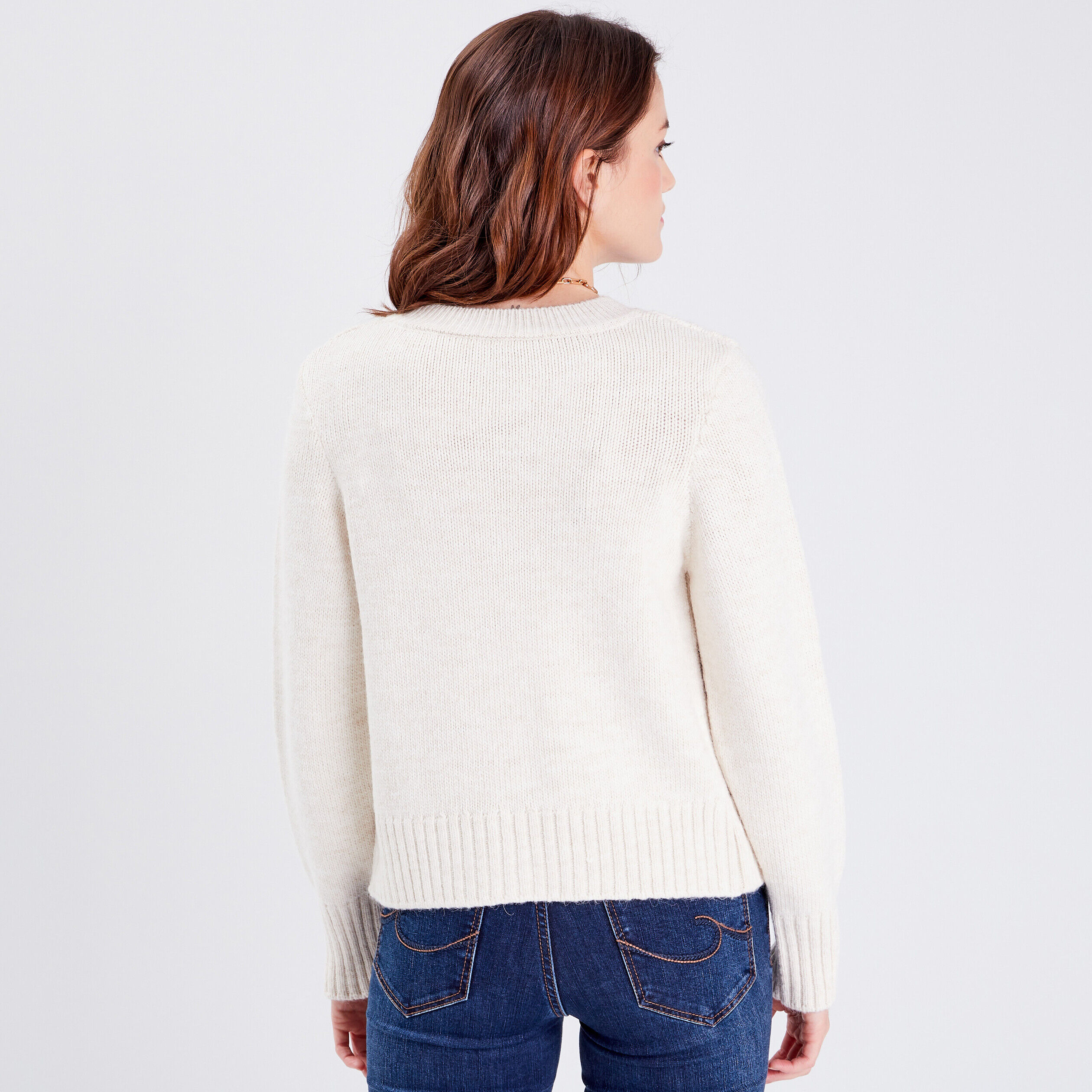 Gilet manches longues ajouré ecru femme | Cache Cache