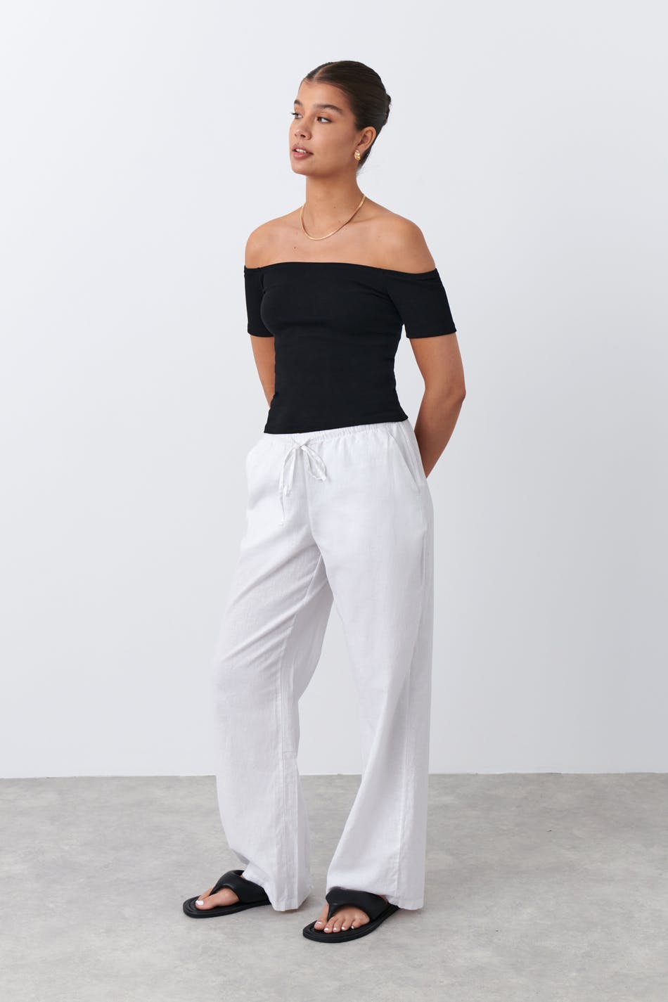 Rib off shoulder top