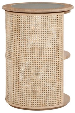 Leonique Beistelltisch Emilien, aus Eiche massiv, mit Rattan- Optik