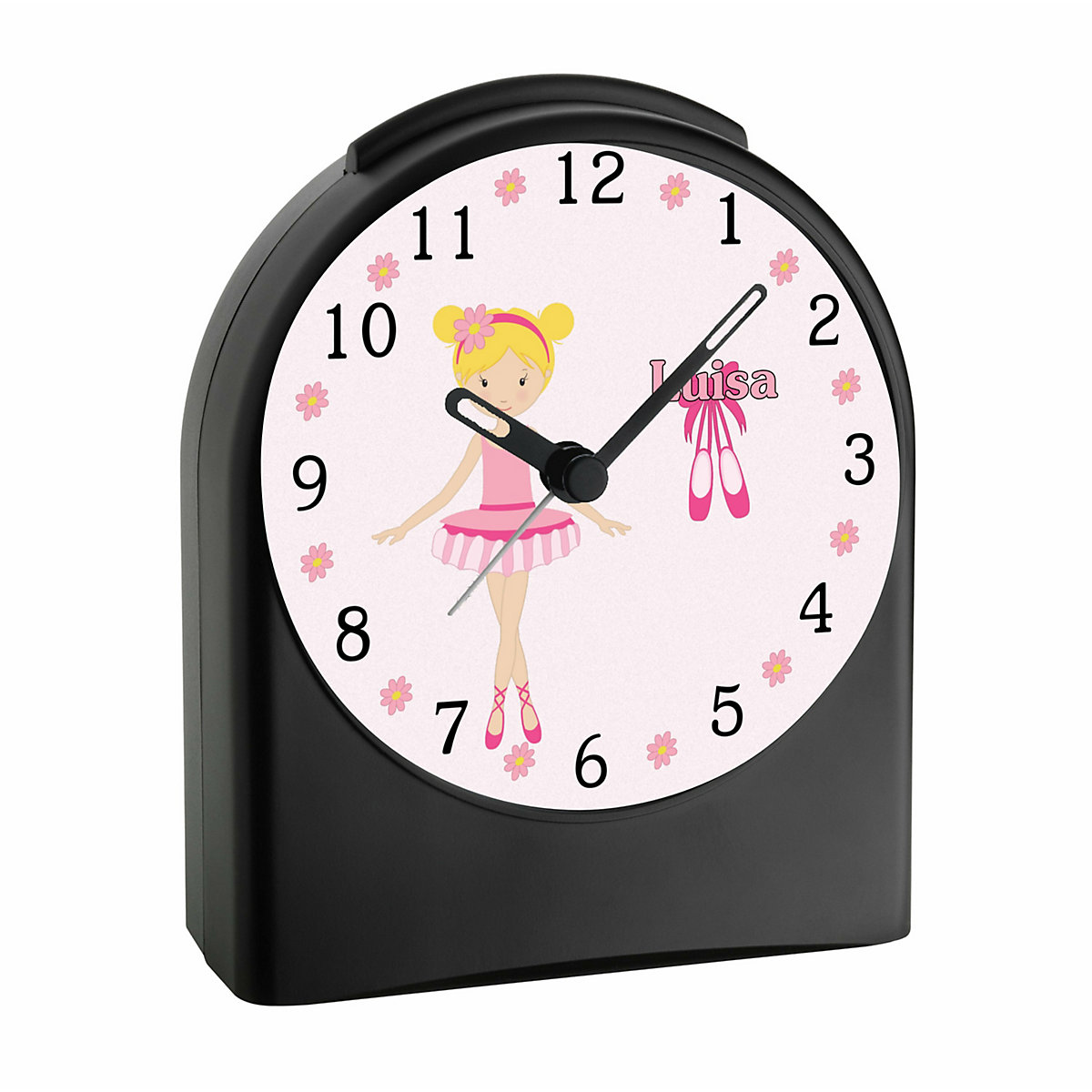 Kinder Funkwecker personalisiert mit Namen Balerina Atom-/Funkuhr, 12-Stunden-Anzeigeformat, Schlummerfunktion, Nachtlicht, Geräuschlos/Ohne Ticken