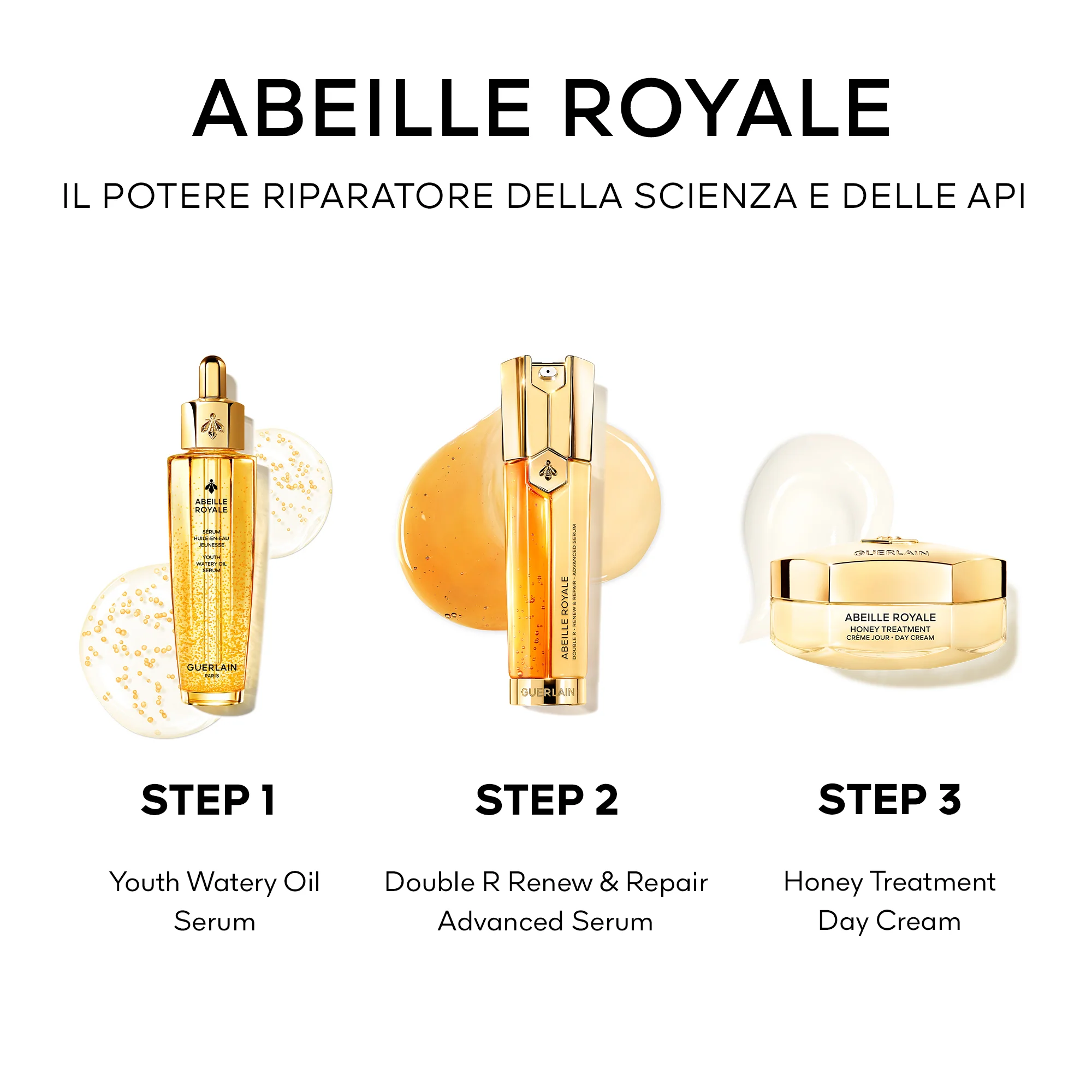 Abeille Royale Abeille Royale Anti-Aging Ritual Youth Watery Oil Serum - Globalni set za tretmane, Serum za lice protiv bora, Dnevna krema za lice protiv bora, Vrećica
