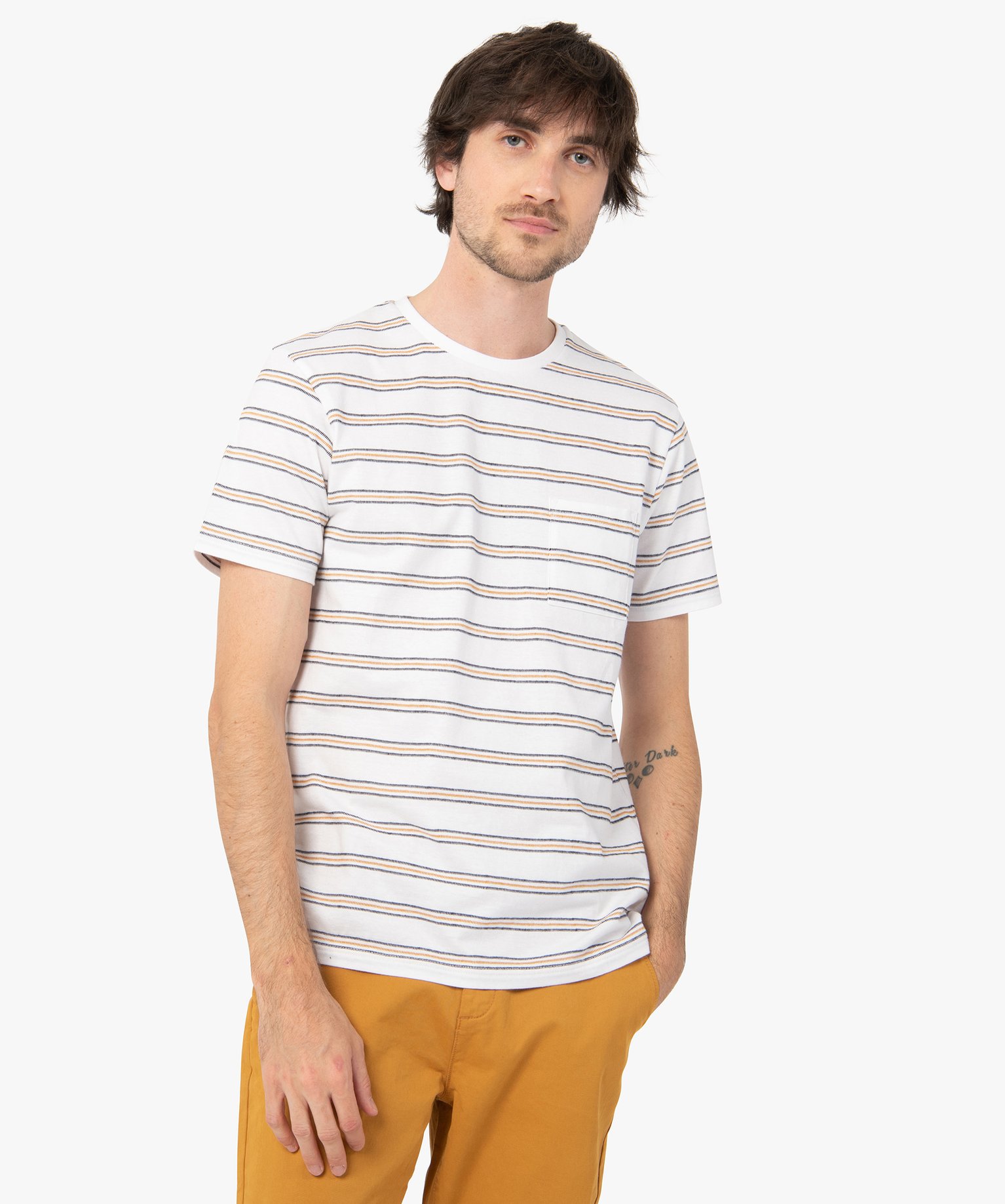 Tee-shirt homme rayé à manches courtes raye | GEMO
