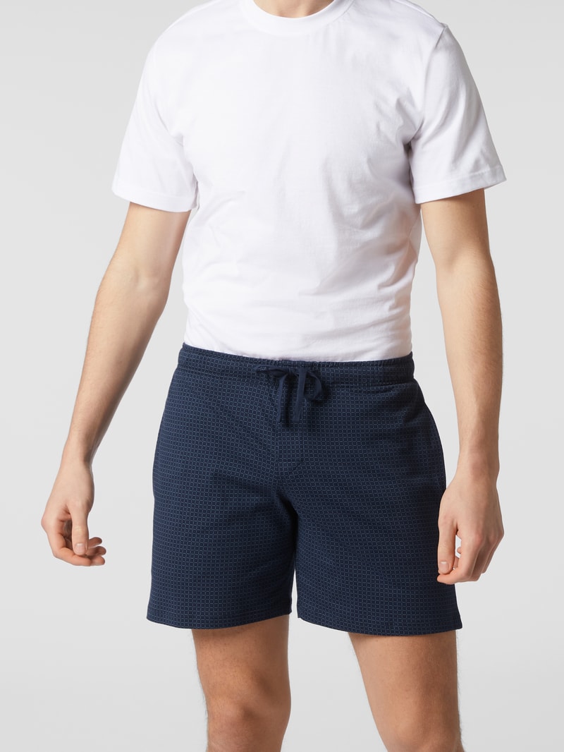 Sweatshorts mit Karomuster Modell 'Boxer' in dunkelblau