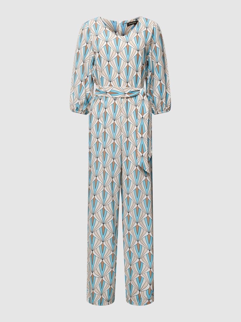 Jumpsuit aus Viskose mit Allover-Muster in bleu