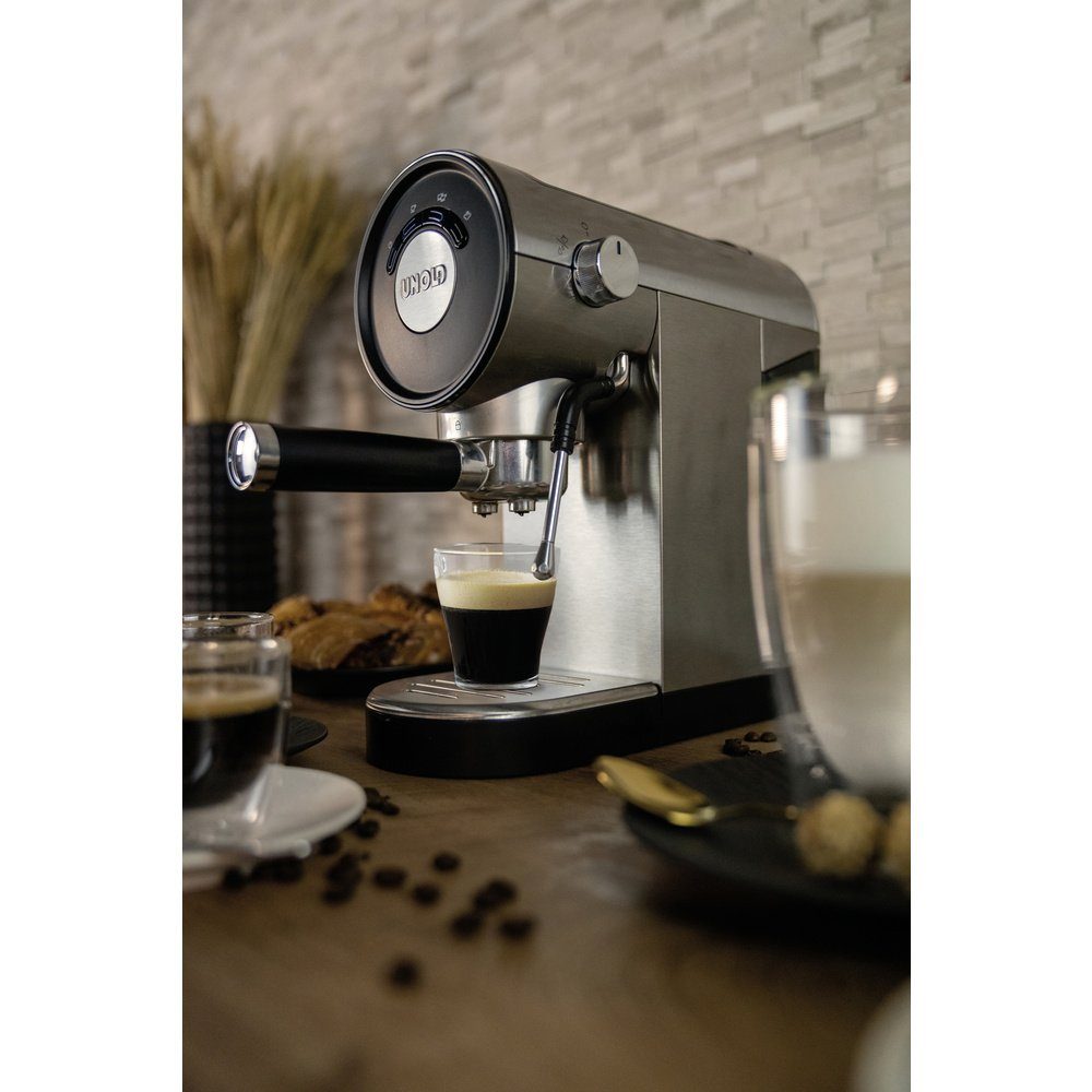 Unold Espressomaschine Unold Piccopresso Espressomaschine mit Siebträger Edelstahl, Schwarz 1