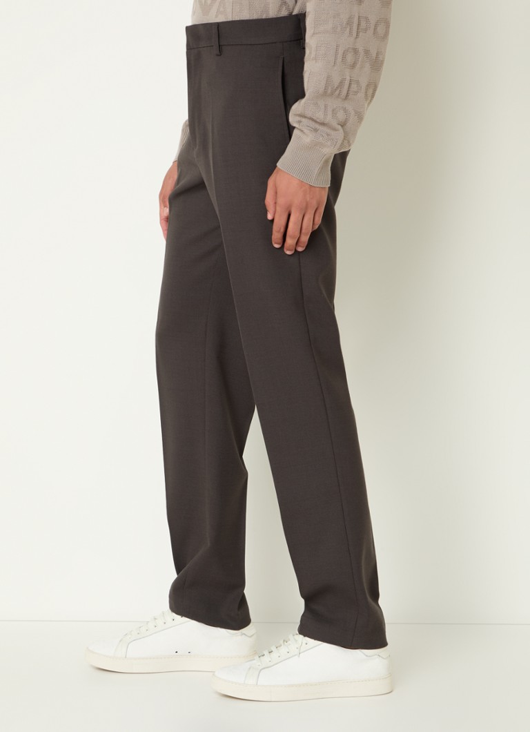Emporio Armani straight-fit trousers in virgin wool blend with side pockets