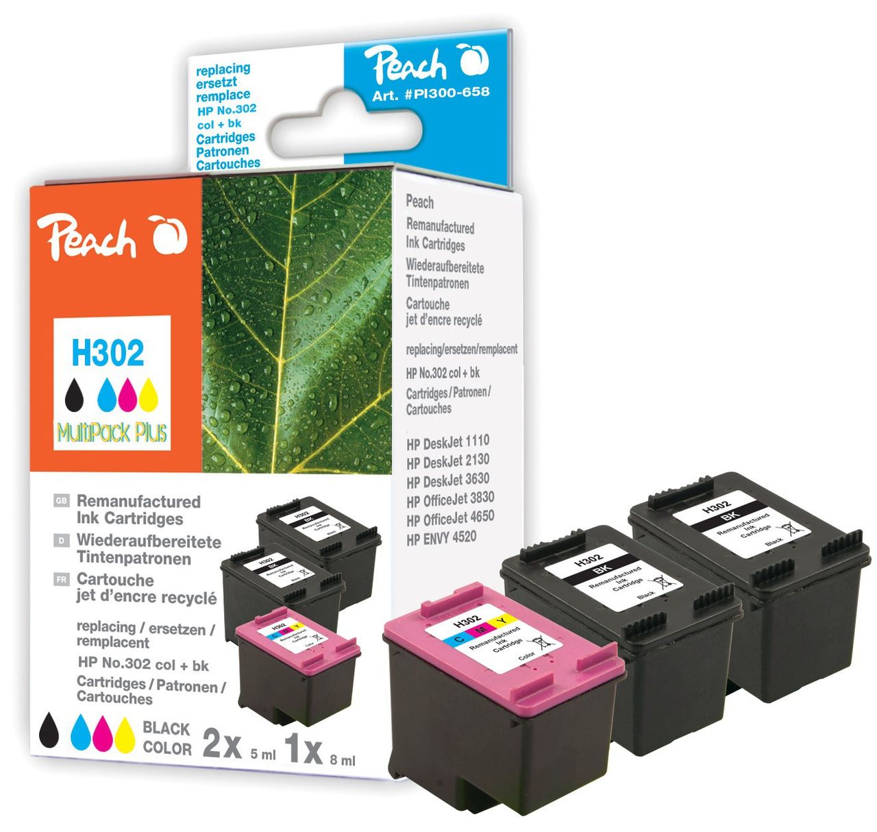 Peach Spar Pack Plus Druckköpfe ersetzt HP No. 302
