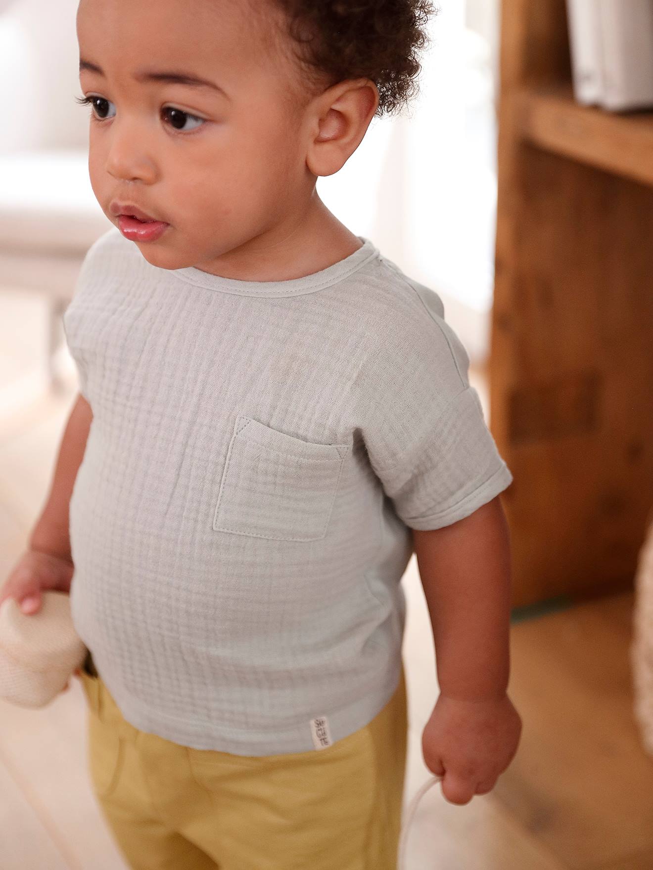 Vertbaudet Baby T-Shirt mit Materialmix - aqua