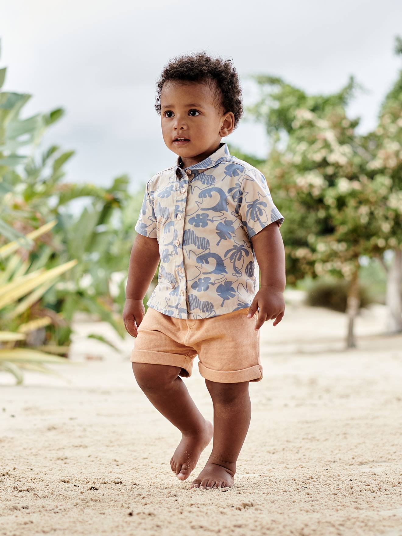 Chemise bébé manches courtes beige