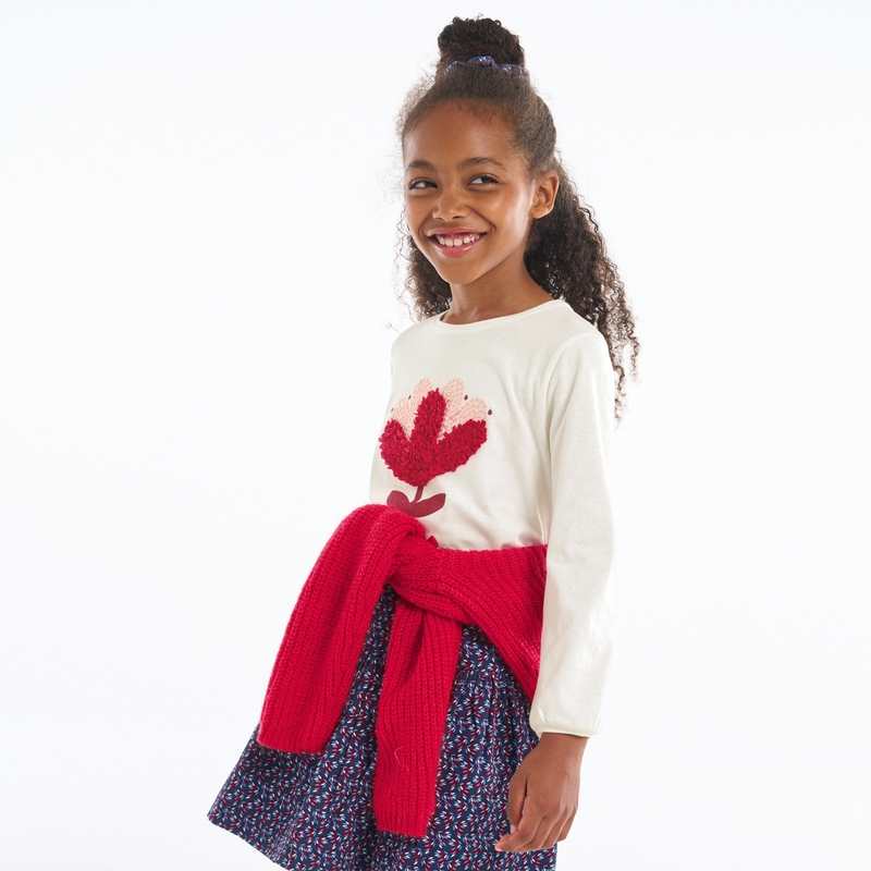 T-shirt à motif fleuri rose fille