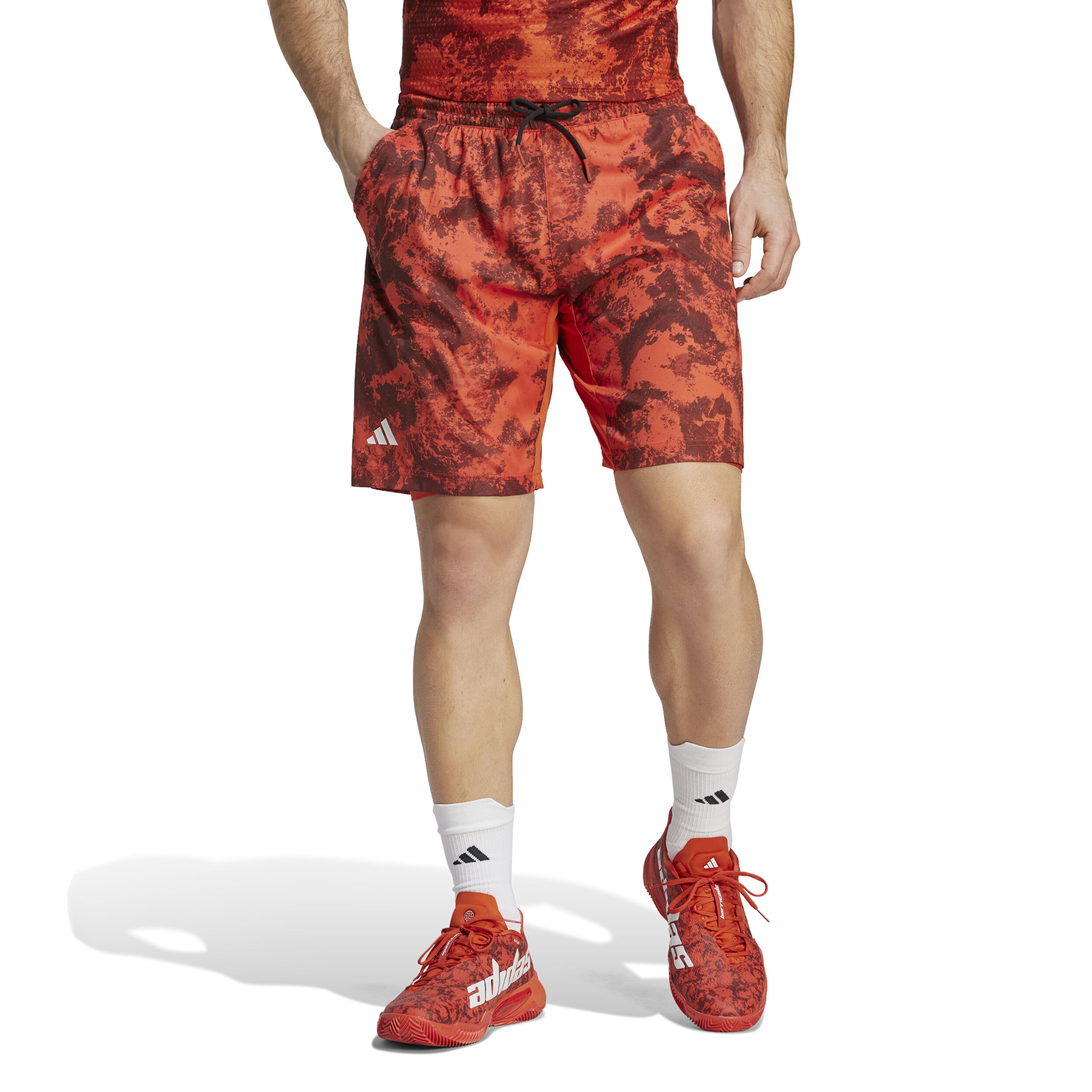 Paris 2N1 Shorts Herren - Orange, Rot