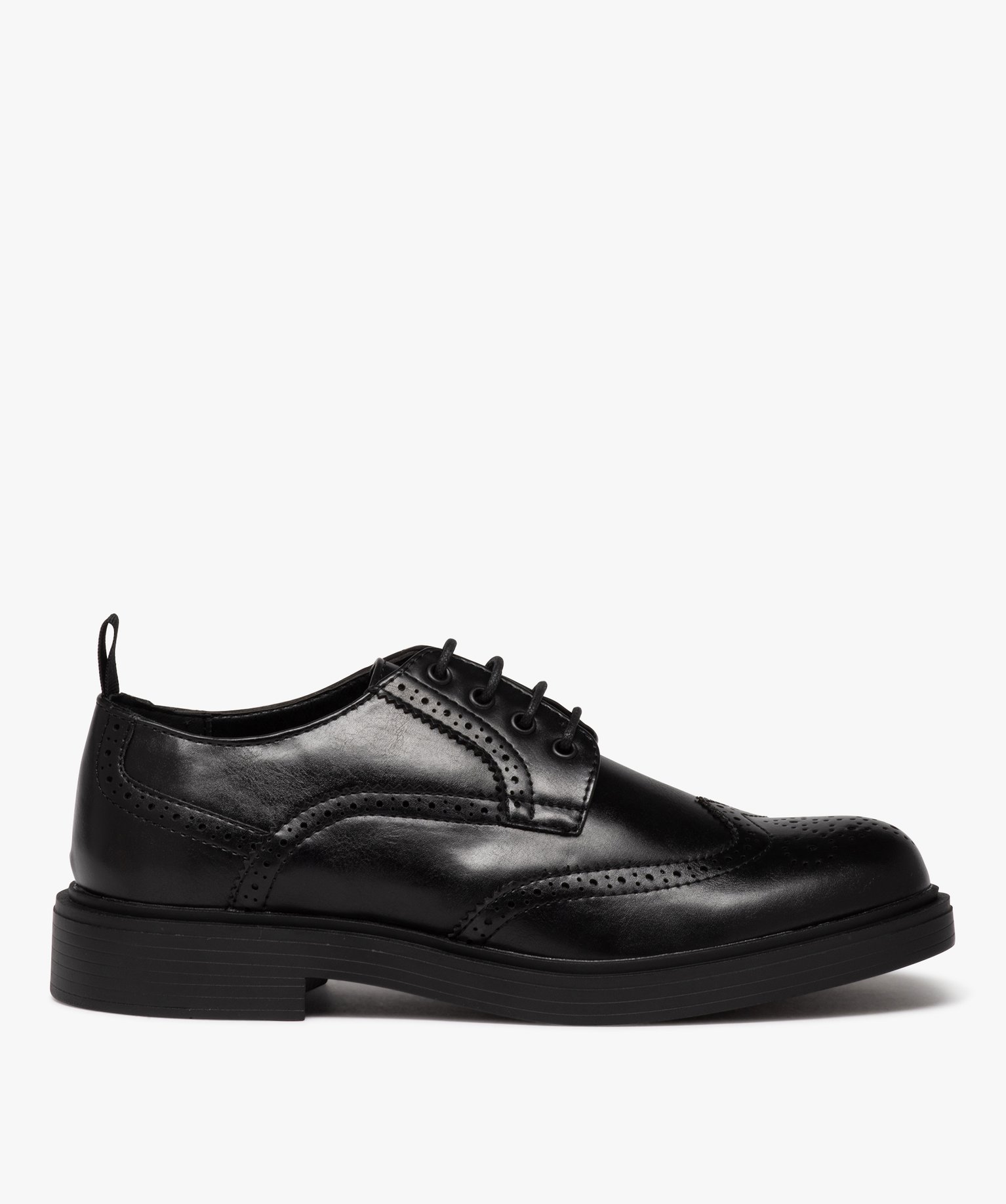 Derbies homme unis à bout fleuri noir | GEMO