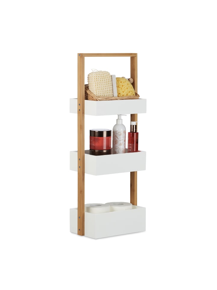 relaxdays Badregal in Weiß/Natur - (B)30 x (H)76 x (T)18,5 cm günstig kaufen onesize