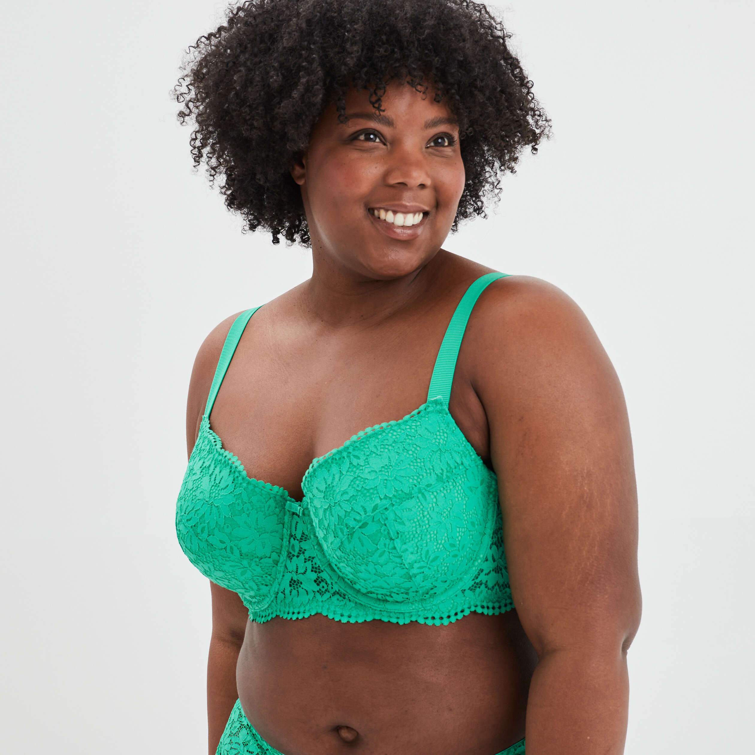 Soutien-gorge emboîtant dentelle vert menthe femme grande taille | La Halle
