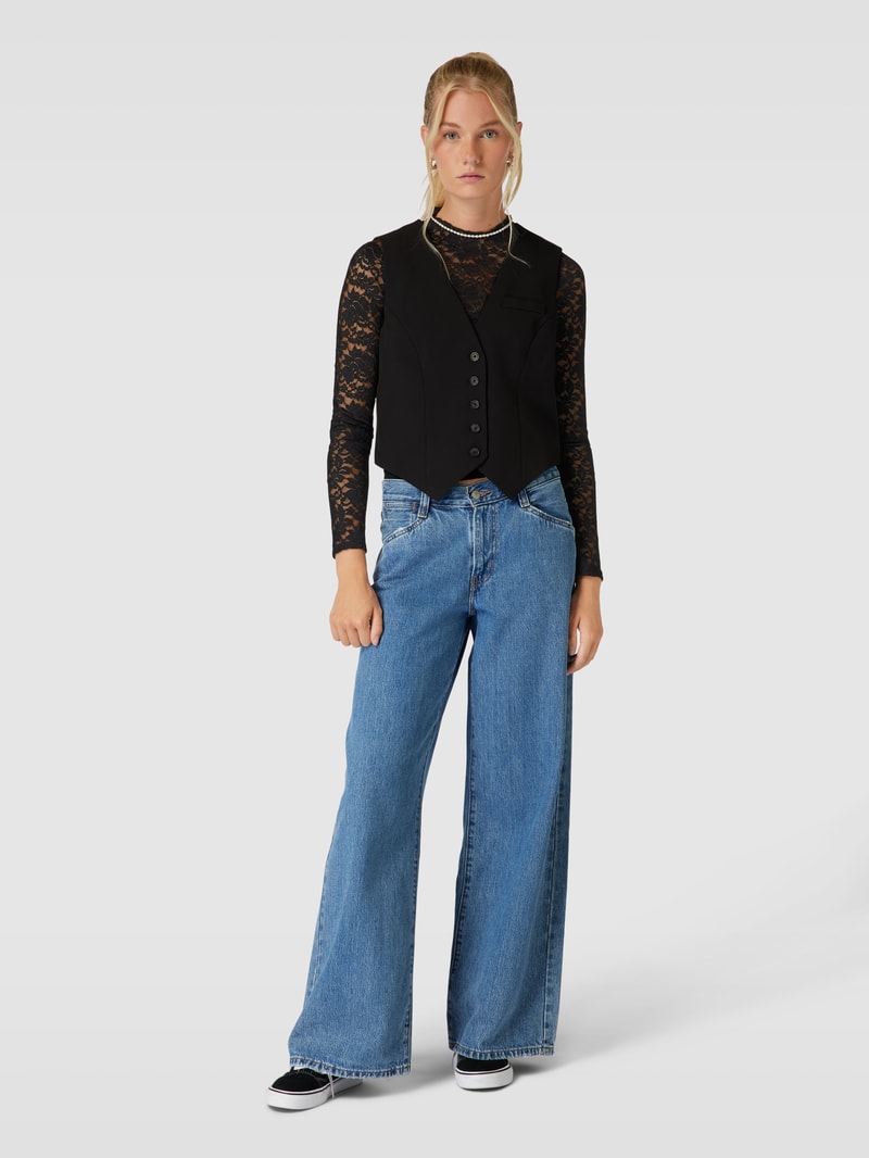 Longsleeve mit Spitzenbesatz Modell 'Lace' in schwarz