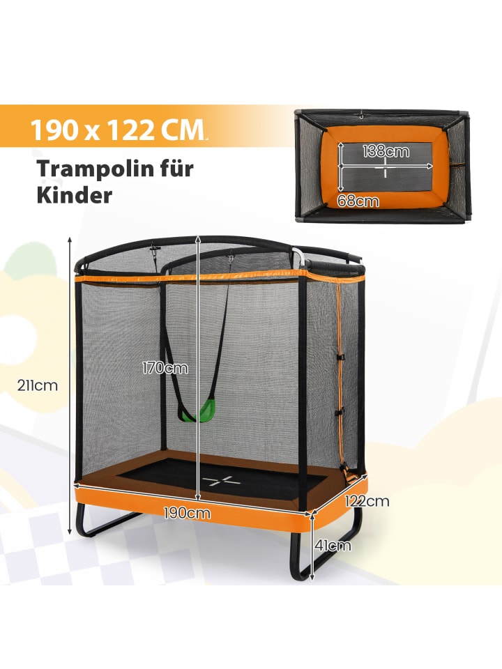 COSTWAY 2 in 1 Trampolin in Orange günstig kaufen 210 cm