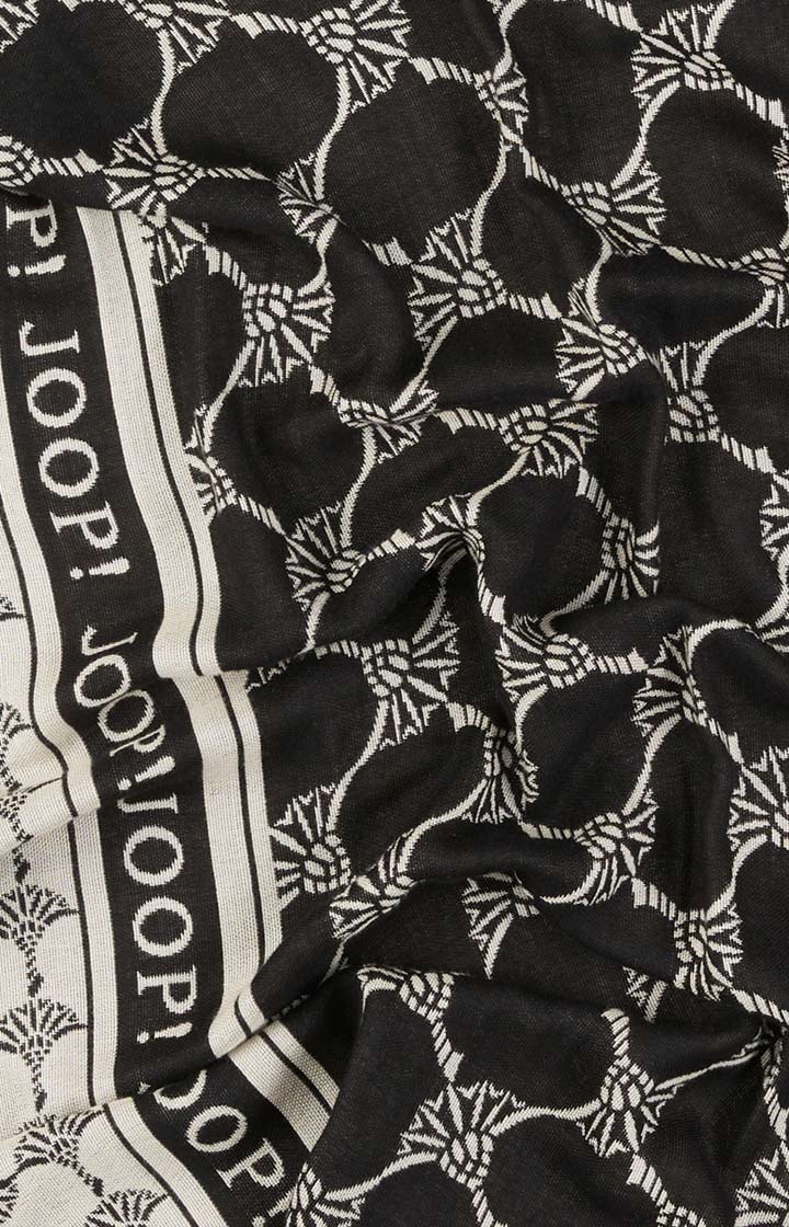 Jacquard-Schal in Schwarz/Beige