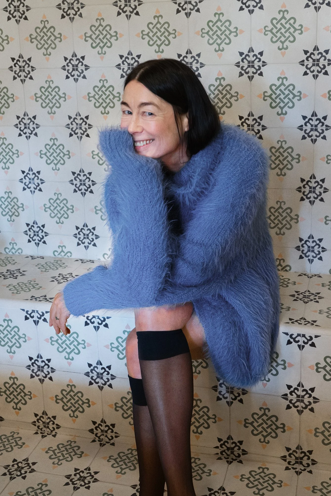 Gestrickter Oversize-Rollkragenpullover