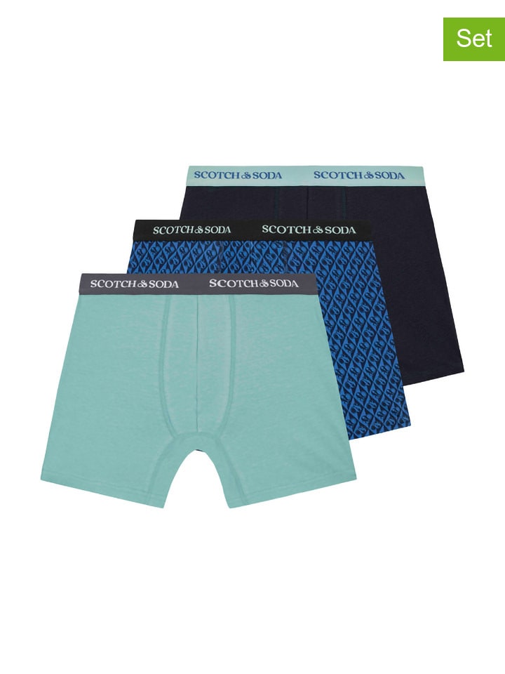 Scotch & Soda 3er-Set: Boxershorts in Türkis/ Blau/ Schwarz günstig kaufen