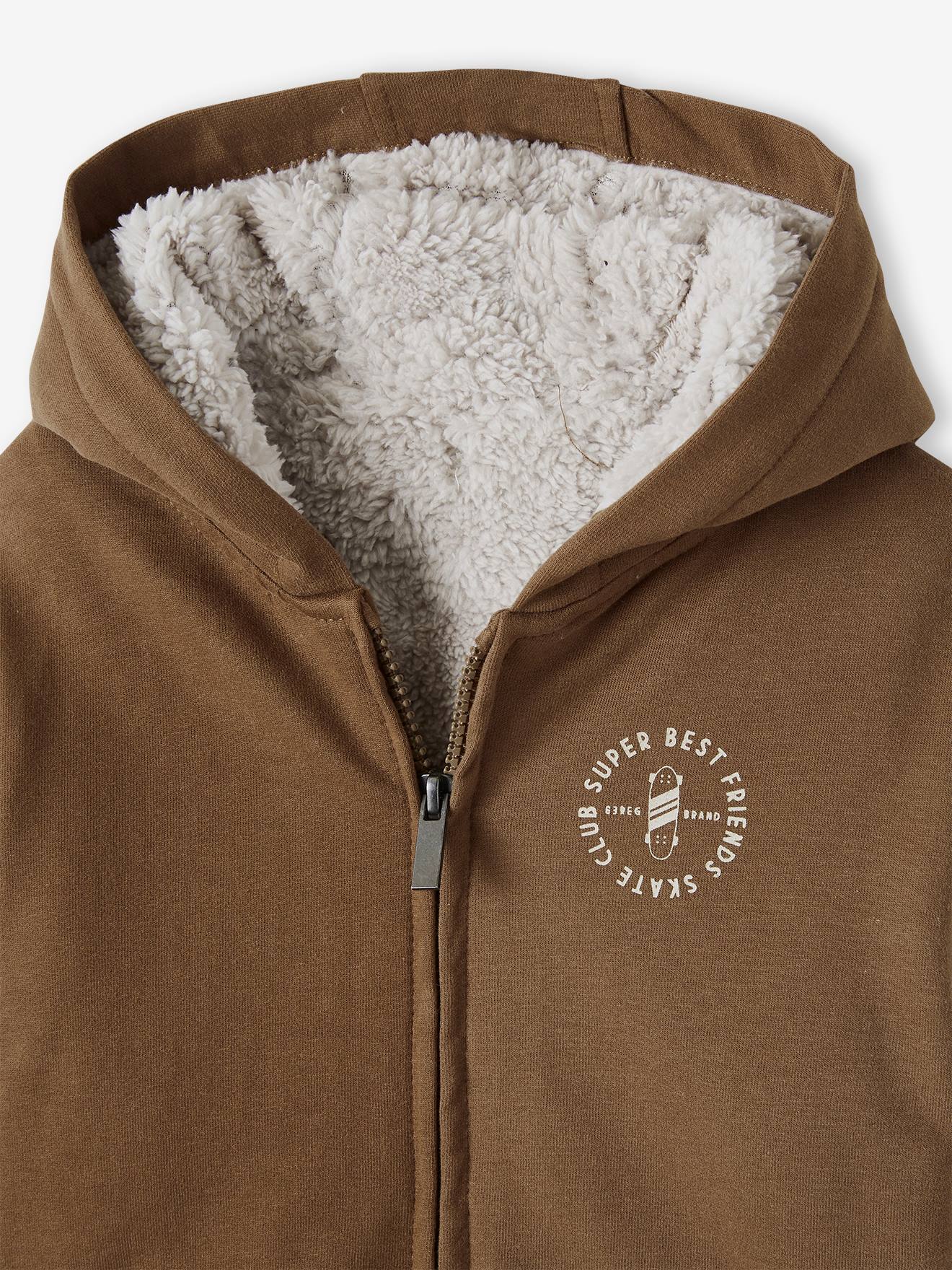 Sweat zippé doublé sherpa garçon encre