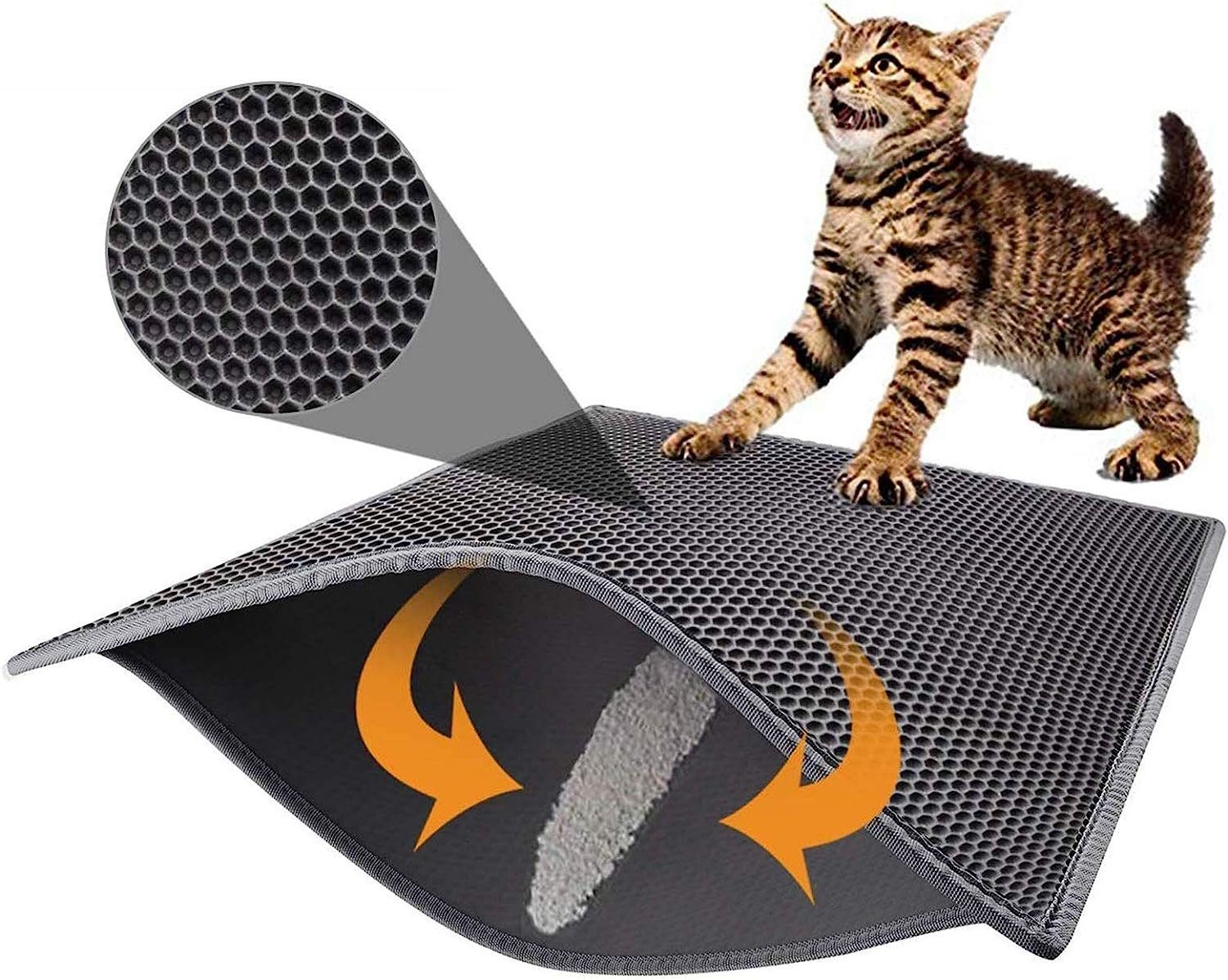Blusmart Katzentoilette Katzenstreu Matte, KatzenstreuUnterleger Waben Doppelte 2 Schicht Urinbeständiges