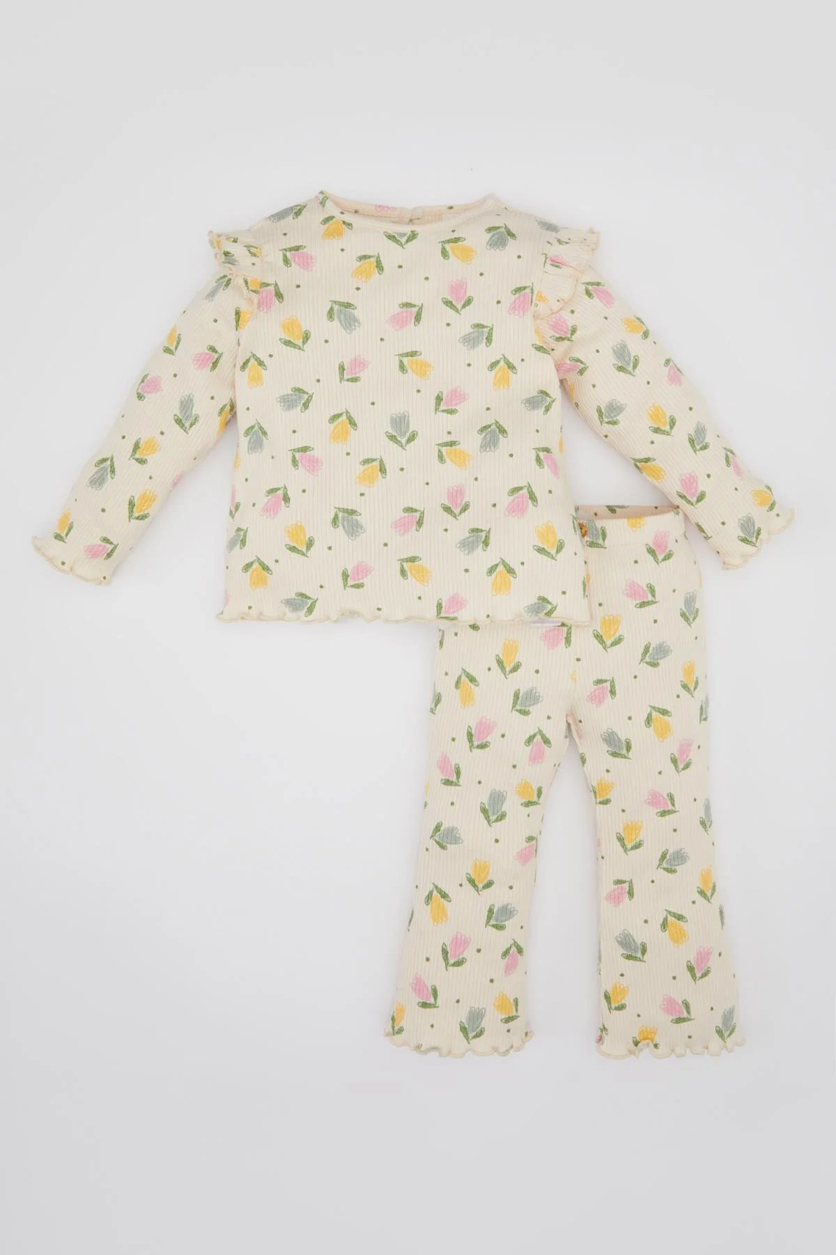 DeFacto  Langärmliges T-Shirt und Leggings aus Cord mit Blumenmuster für Babys, 2-teiliges Set, C2265a524sp
