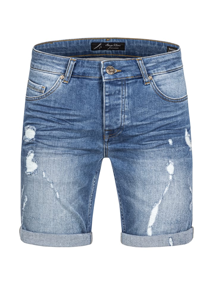 Amaci&Sons Destroyed Jeans Shorts SAN DIEGO in Hellblau günstig kaufen