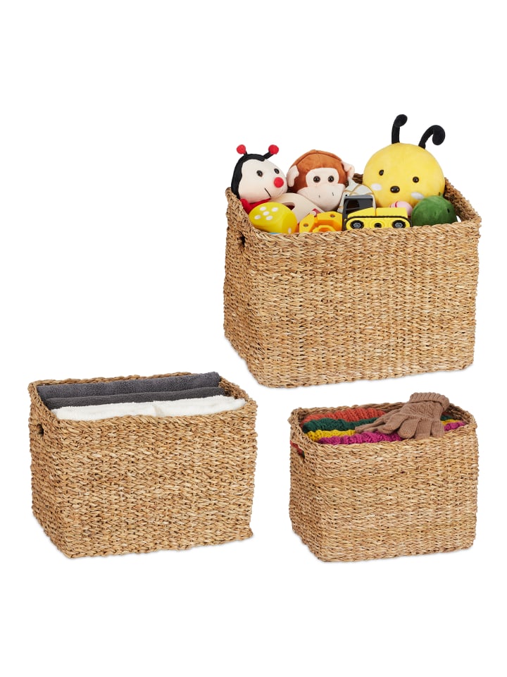 relaxdays 3tlg. Aufbewahrungskorb Set in Natur günstig kaufen onesize