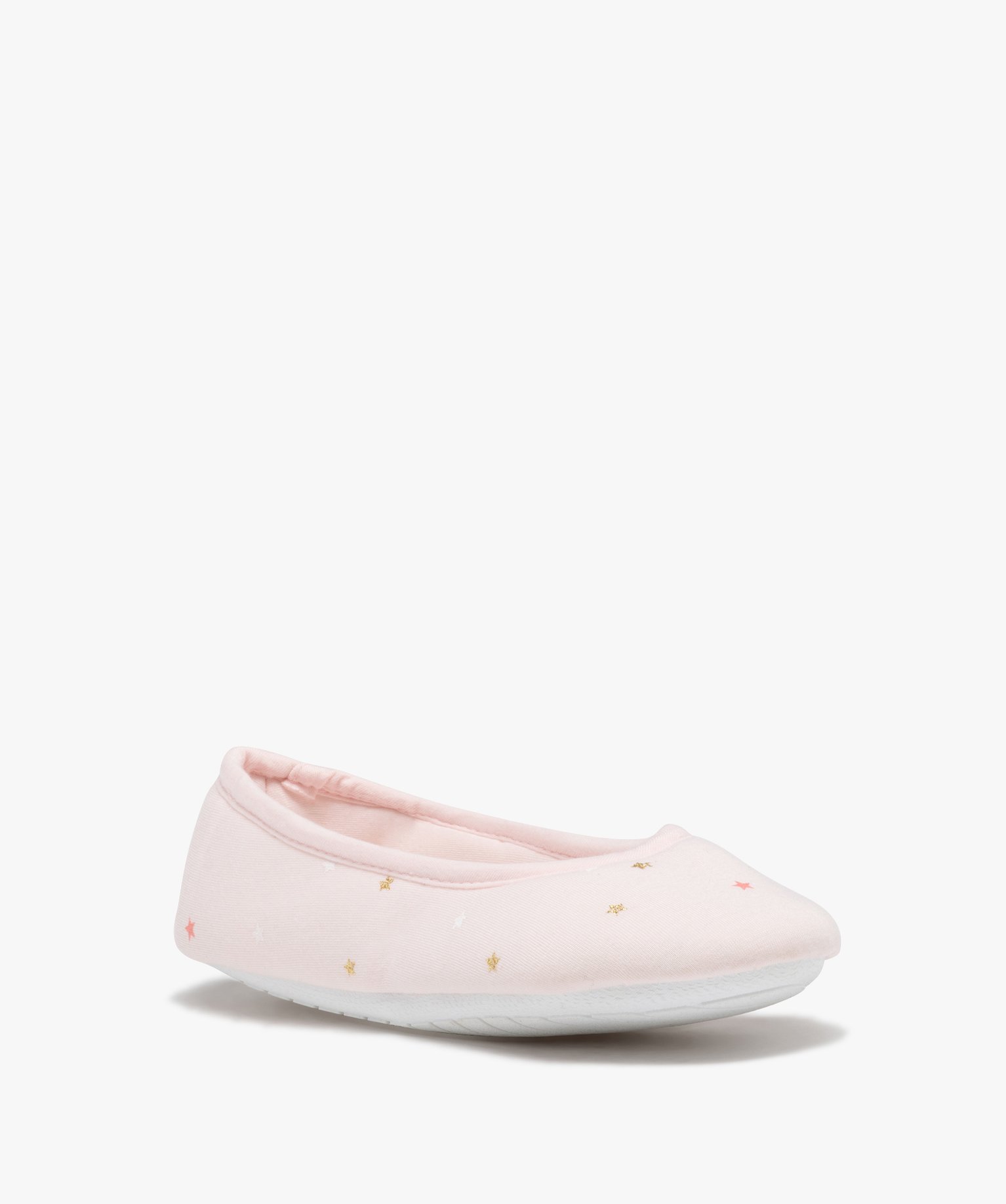 Chaussons femme ballerines en jersey à motif étoilé rose | GEMO