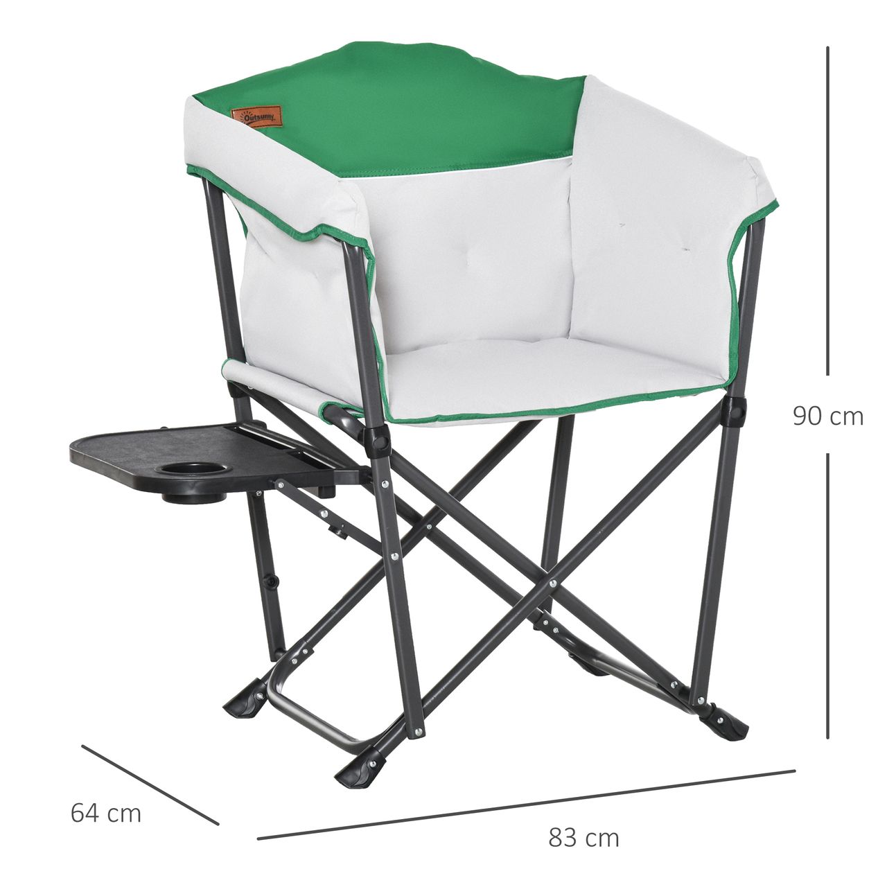 Outsunny Campingstuhl Klappstuhl Regiestuhl Tisch mit Getränkehalter Weiß Grün 83 x 64 x 90 cm