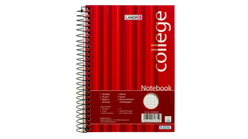Notebook College A5 160Blatt kariert