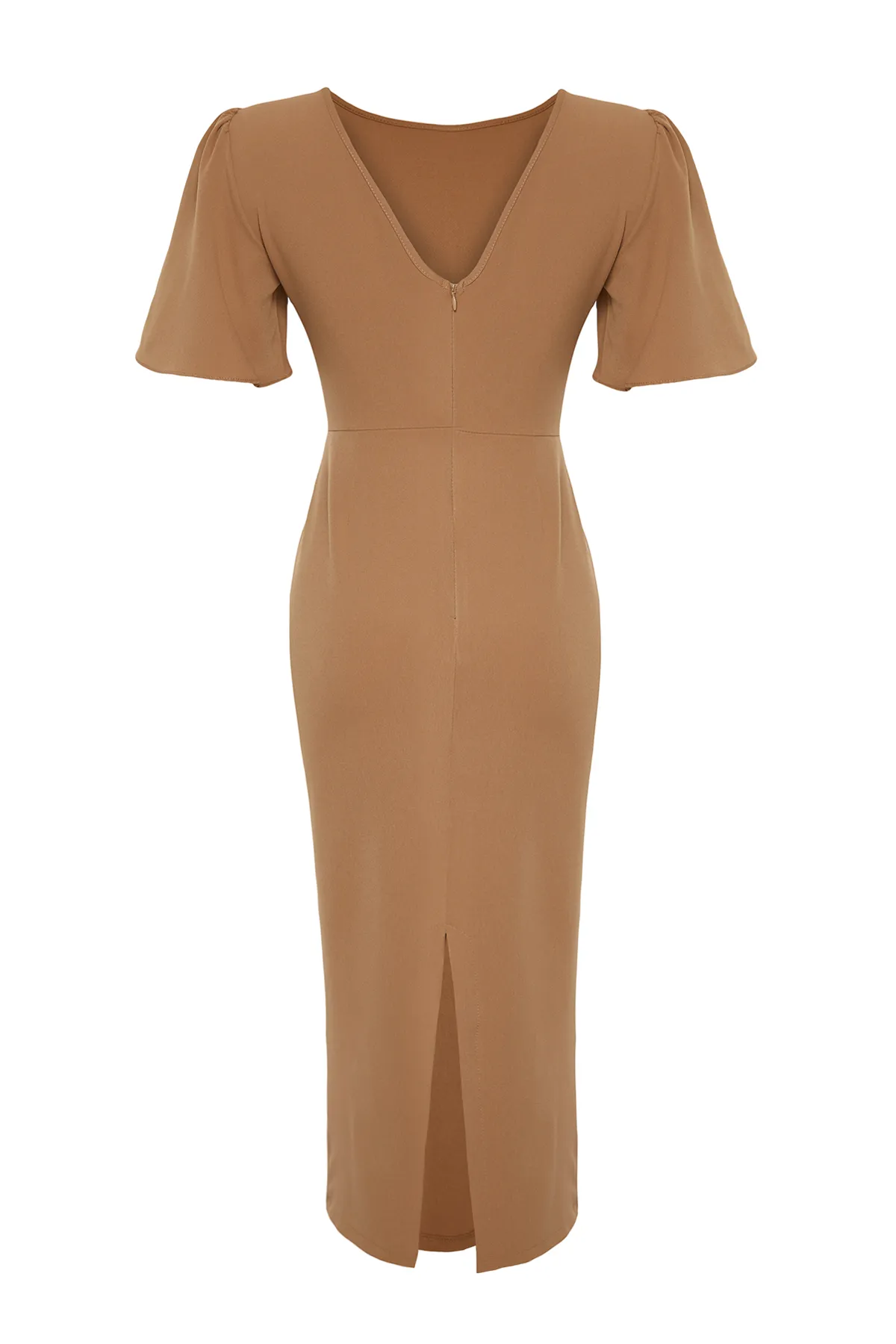 Trendyol Collection  Gewebtes Midikleid in Nerzfarbe TWOSS24EL00659