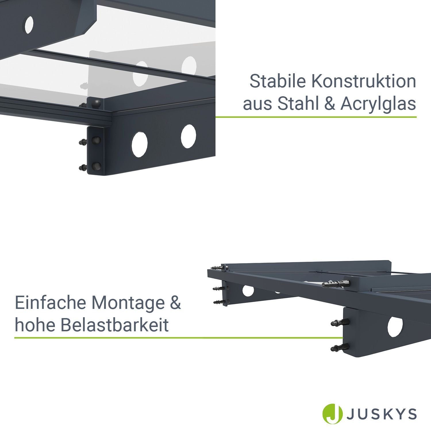 Juskys Vordach Manila, für Türen und Fenster, lichtdurchlässig, hohe Belastbarkeit