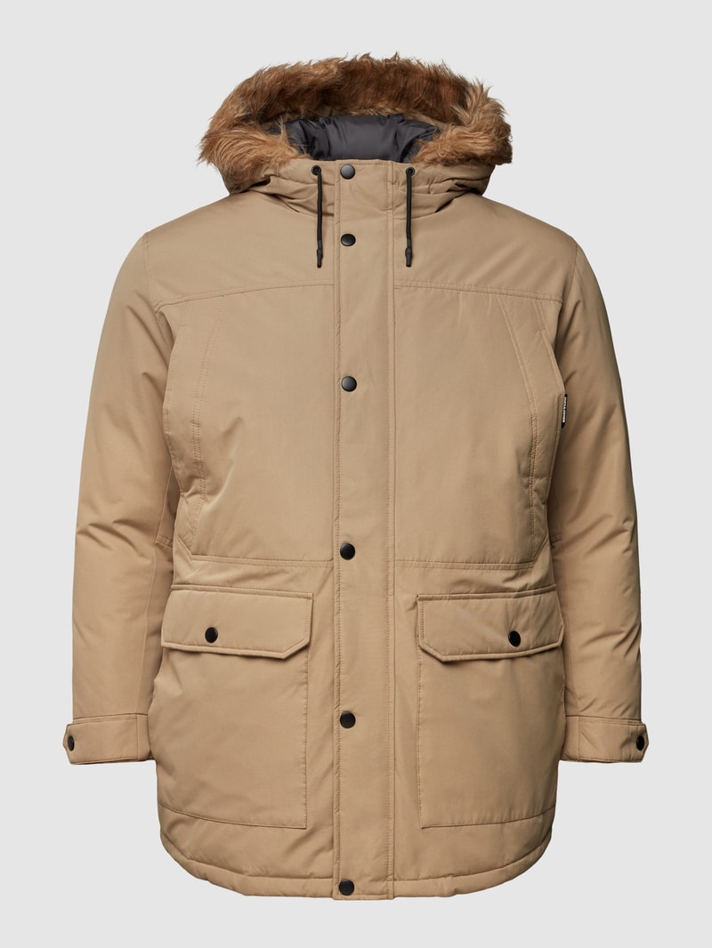 PLUS SIZE Parka mit Kunstfellbesatz in sand