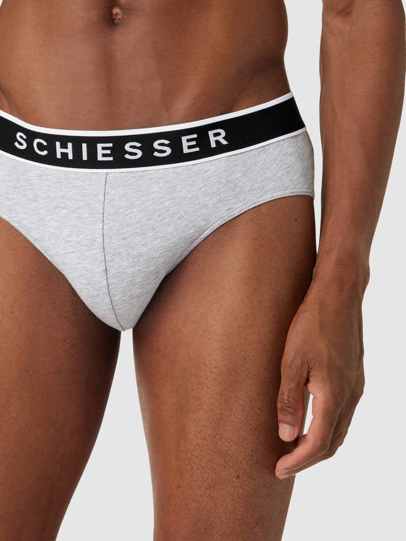 Slip mit Logo-Bund im 3er-Pack in mittelgrau meliert