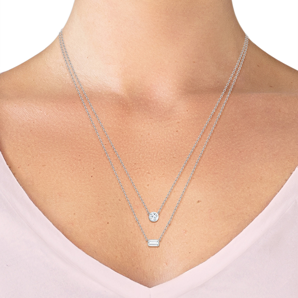 Elli PREMIUM Elli PREMIUM Collier Layer Rechteck Geo Topas Edelstein 925er Silber collier