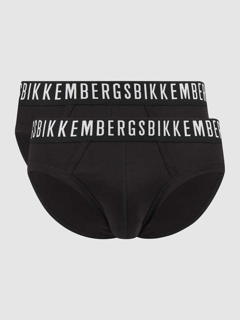 Slip mit Stretch-Anteil im 2er-Pack in schwarz