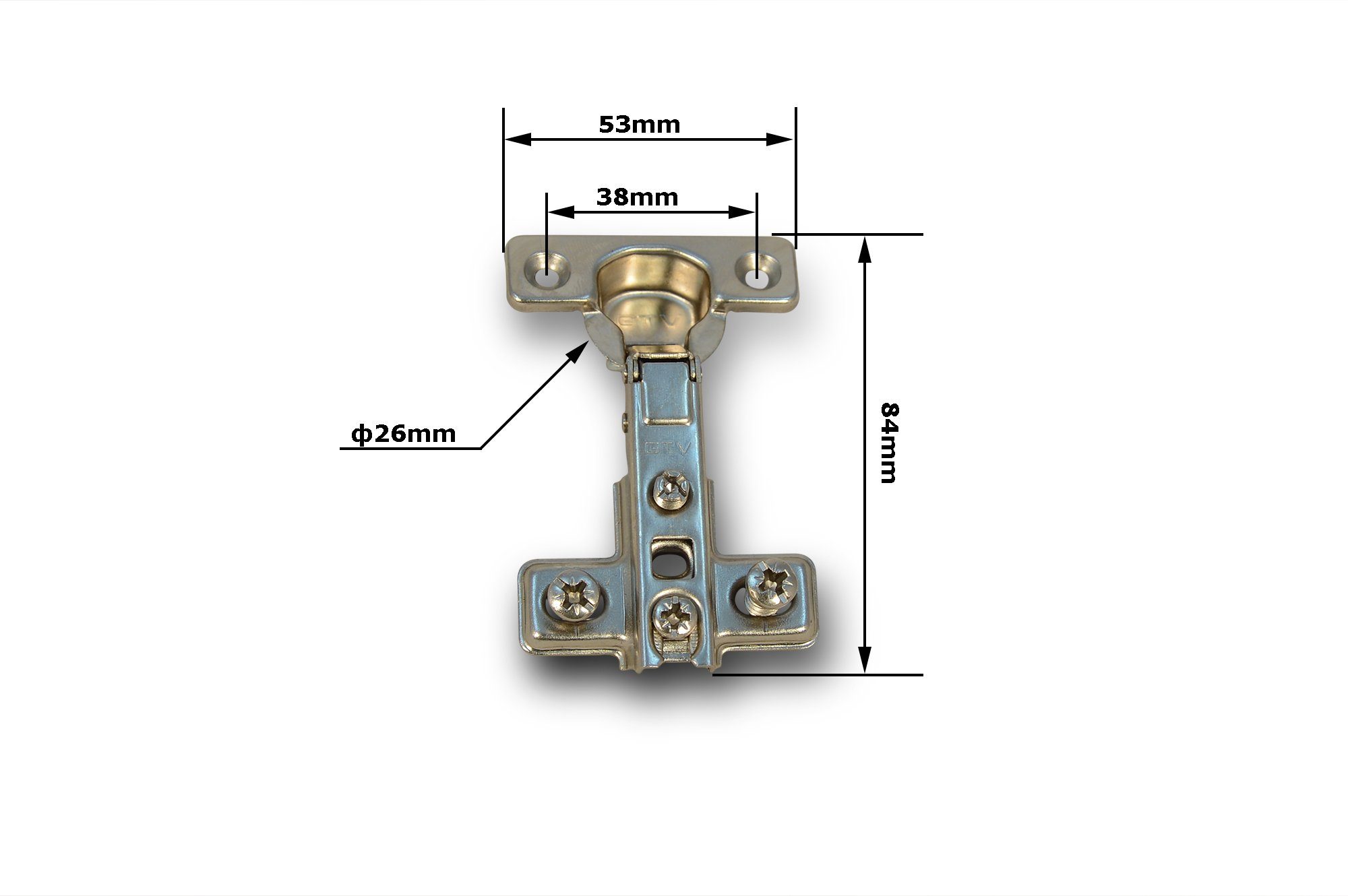 GTV Möbelbeschlag Topfband Eckanschlag 26mm Scharnier Topfscharniere Federscharniere (10 St)
