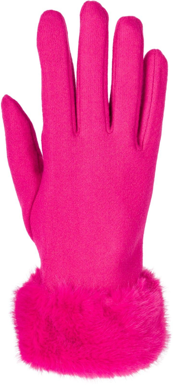 styleBREAKER Fleecehandschuhe Unifarbene Touchscreen Handschuhe mit Kunstfell