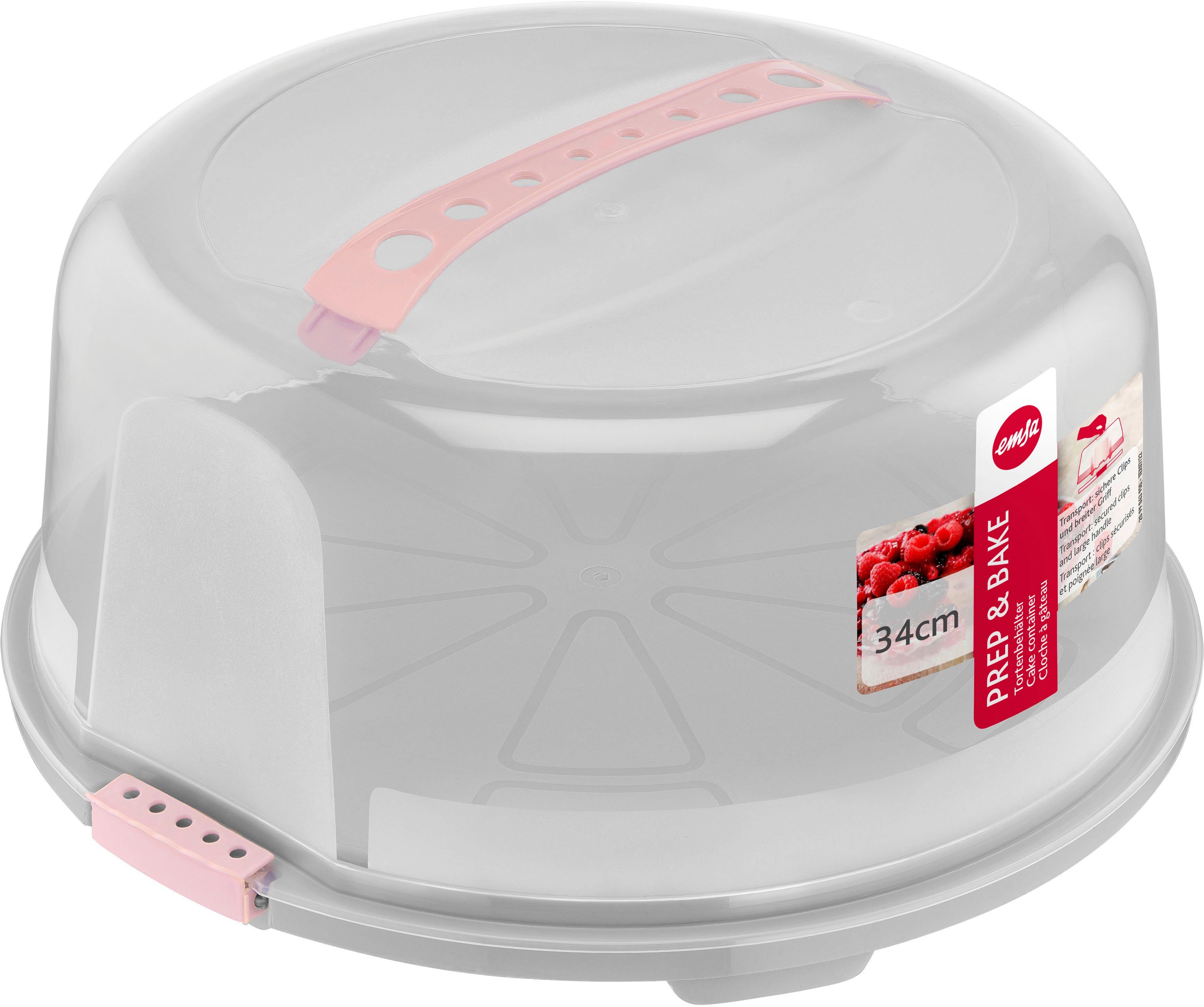 Emsa Kuchentransportbox K32684 Prep&Bake, Kunststoff, (2-tlg), rund 34 cm, Tragegriff