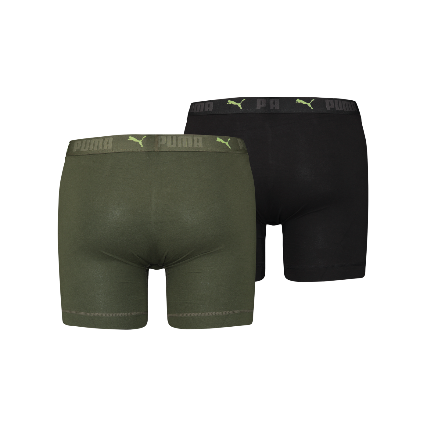 PUMA Sport Long Boxer 2er Pack Grün Schwarz F007