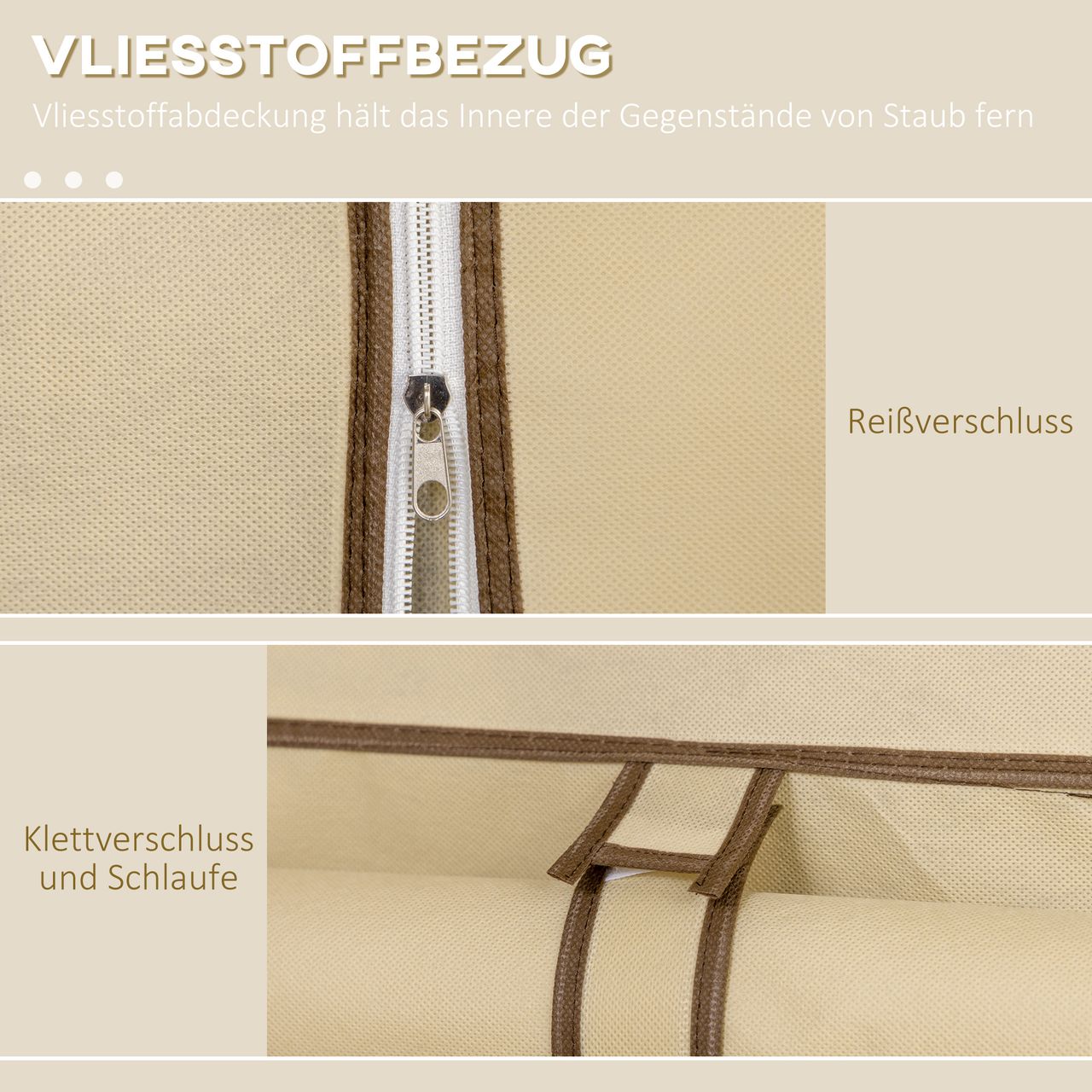 HOMCOM Stoffschrank, Faltschrank, Kleiderschrank mit Kleiderstangen, 8 Ebenen