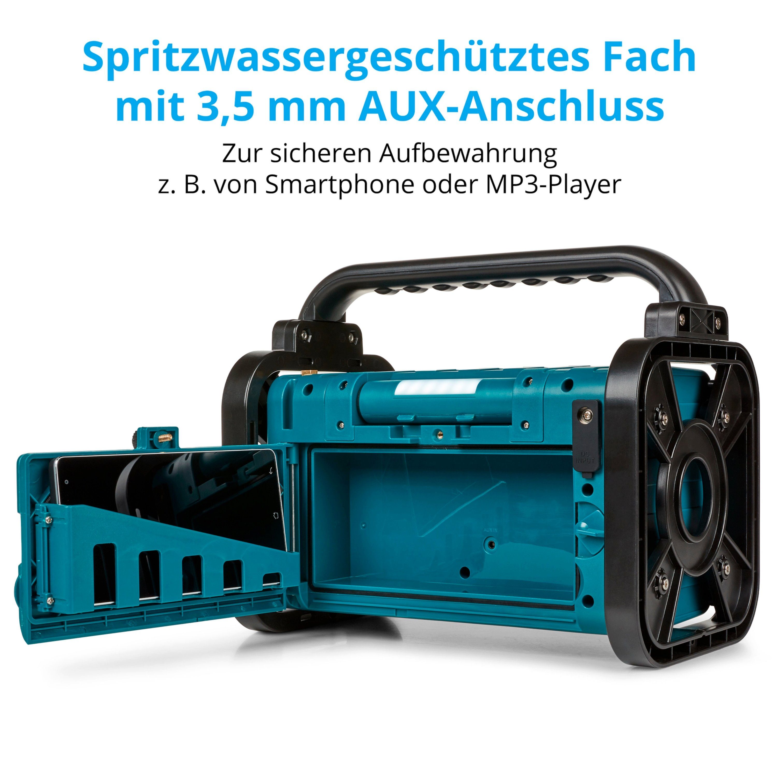 Medion® E66877 Baustellenradio, LC-Display, Bluetooth, IP44, LED-Licht Baustellenradio (AM/FM, MW/UKW, DAB+, 5 W, MD43877)