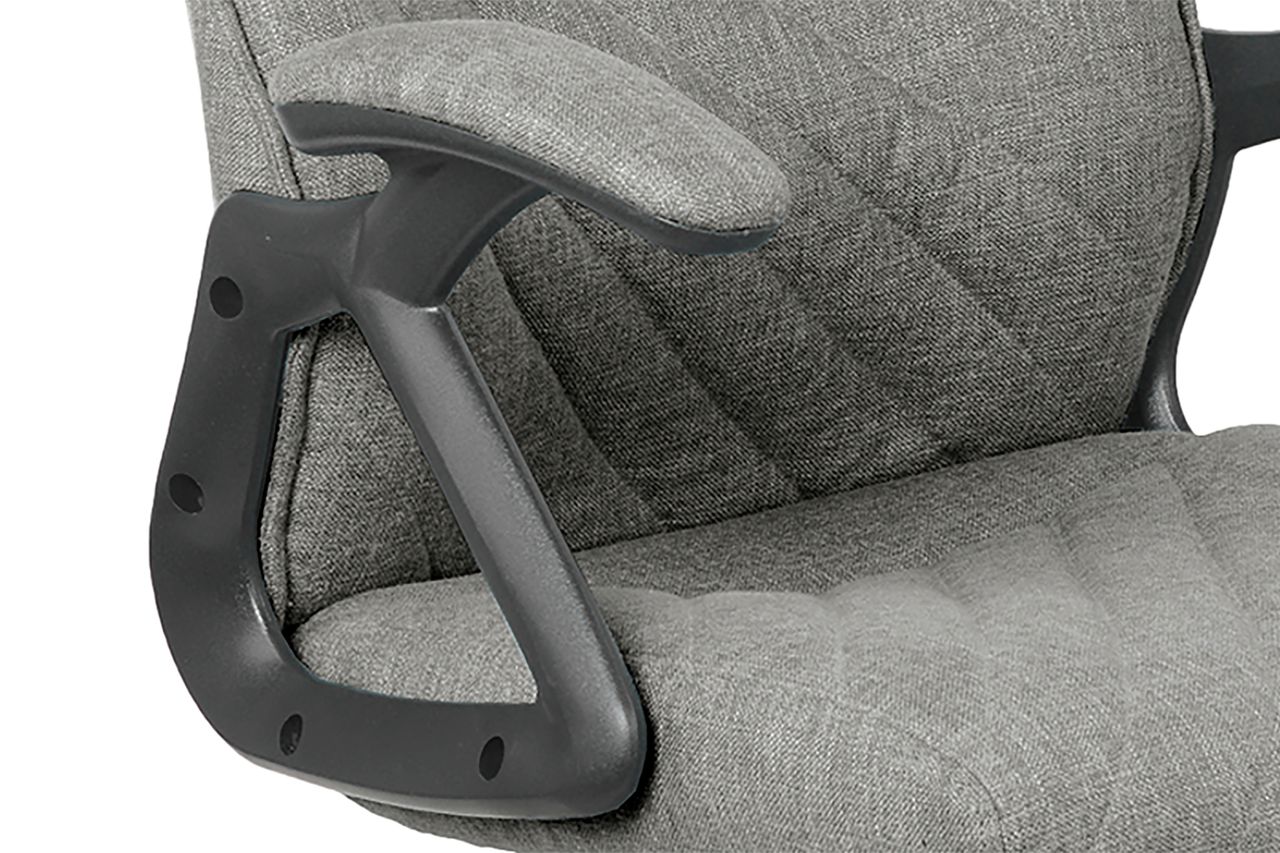 byLiving ARTAX Chefsessel, Kunststoff schwarz, Webstoffbezug grau